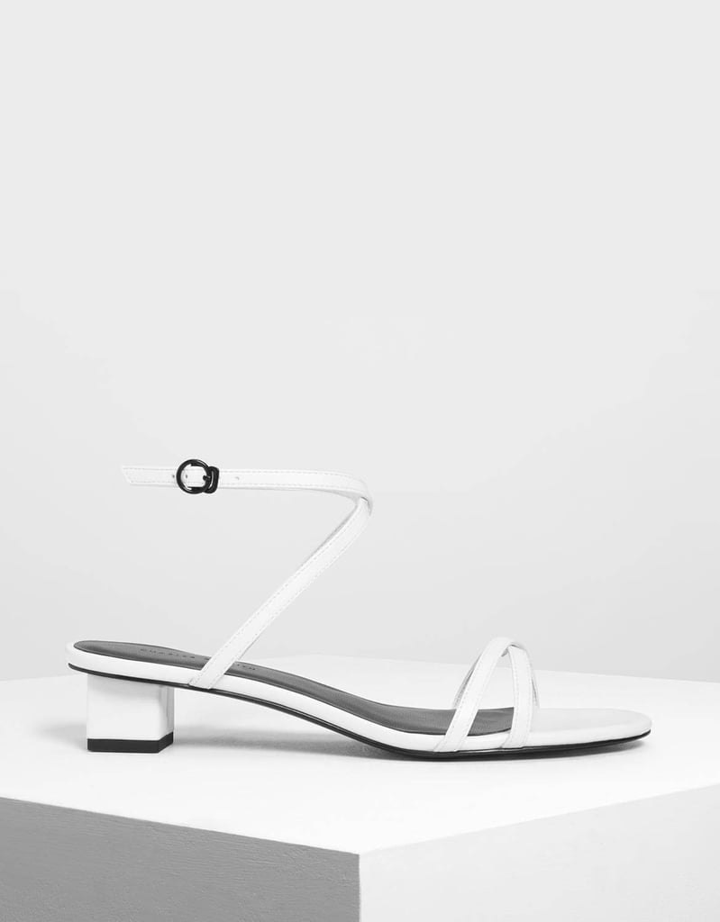 Charles & Keith White Criss Cross Low Heel Sandals