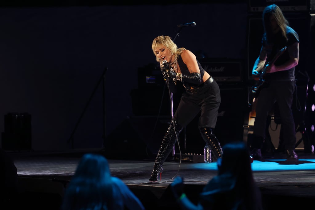 Miley Cyrus Wears YSL Outfit For NCAA Final Four Concert