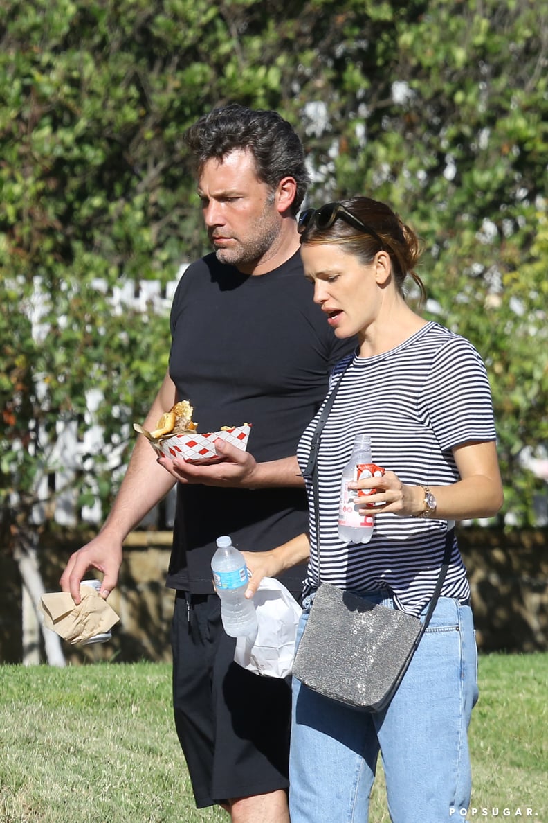 Sept. 18, 2016: Ben and Jen spend time with their kids at a carnival-themed block party in Pacific Palisades, CA.