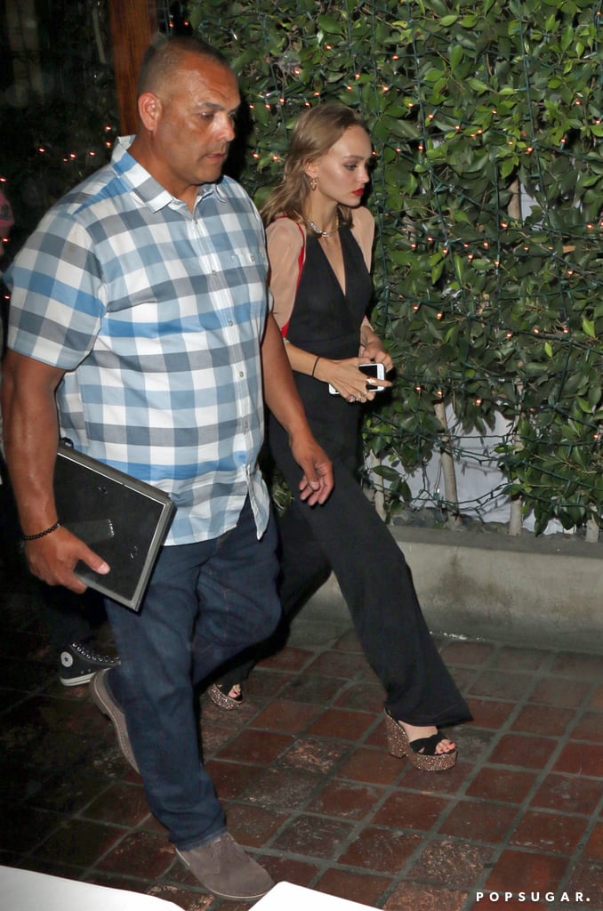 Lily-Rose Depp Saint Laurent Glitter Wedges June 2016