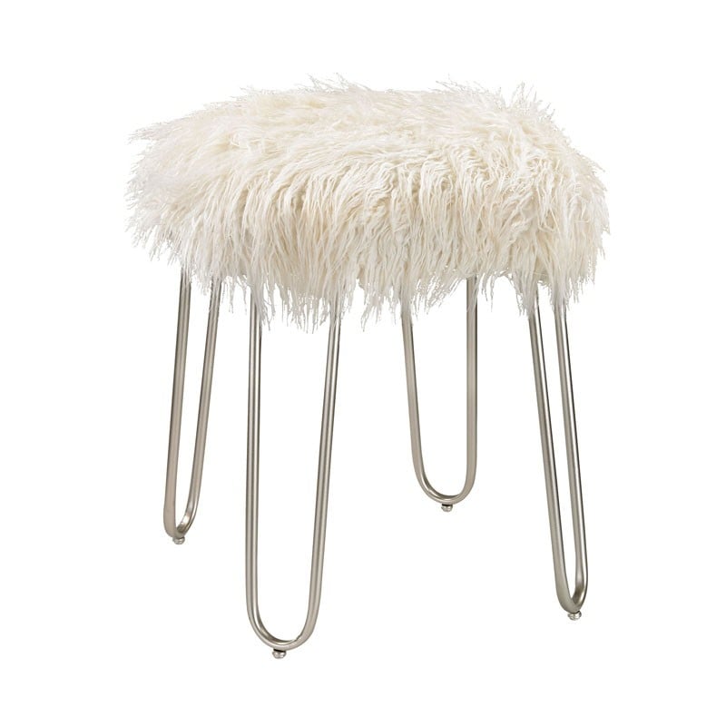 Frame Stool With White Faux Fur ($165)