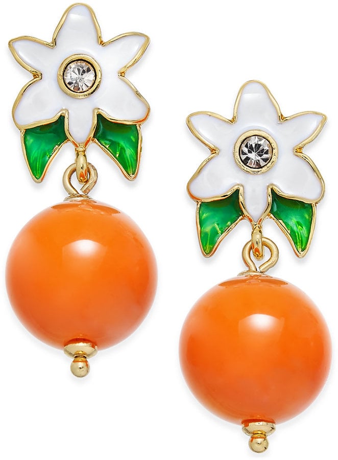 Kate Spade Gold-Tone Citrus Flower Drop Earrings