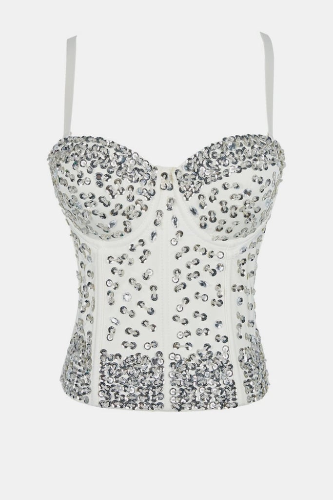 AlphaChick Sequined Bustier With Boning