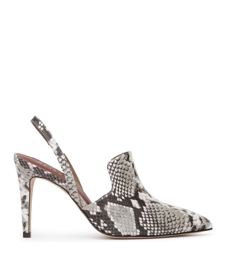 Reiss Hayley Snake-Print Slingback Mules Snake