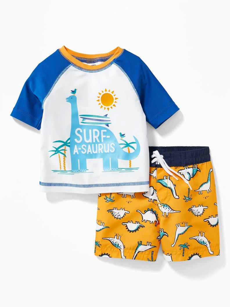 Old Navy Graphic Rash Guard and Trunks Set