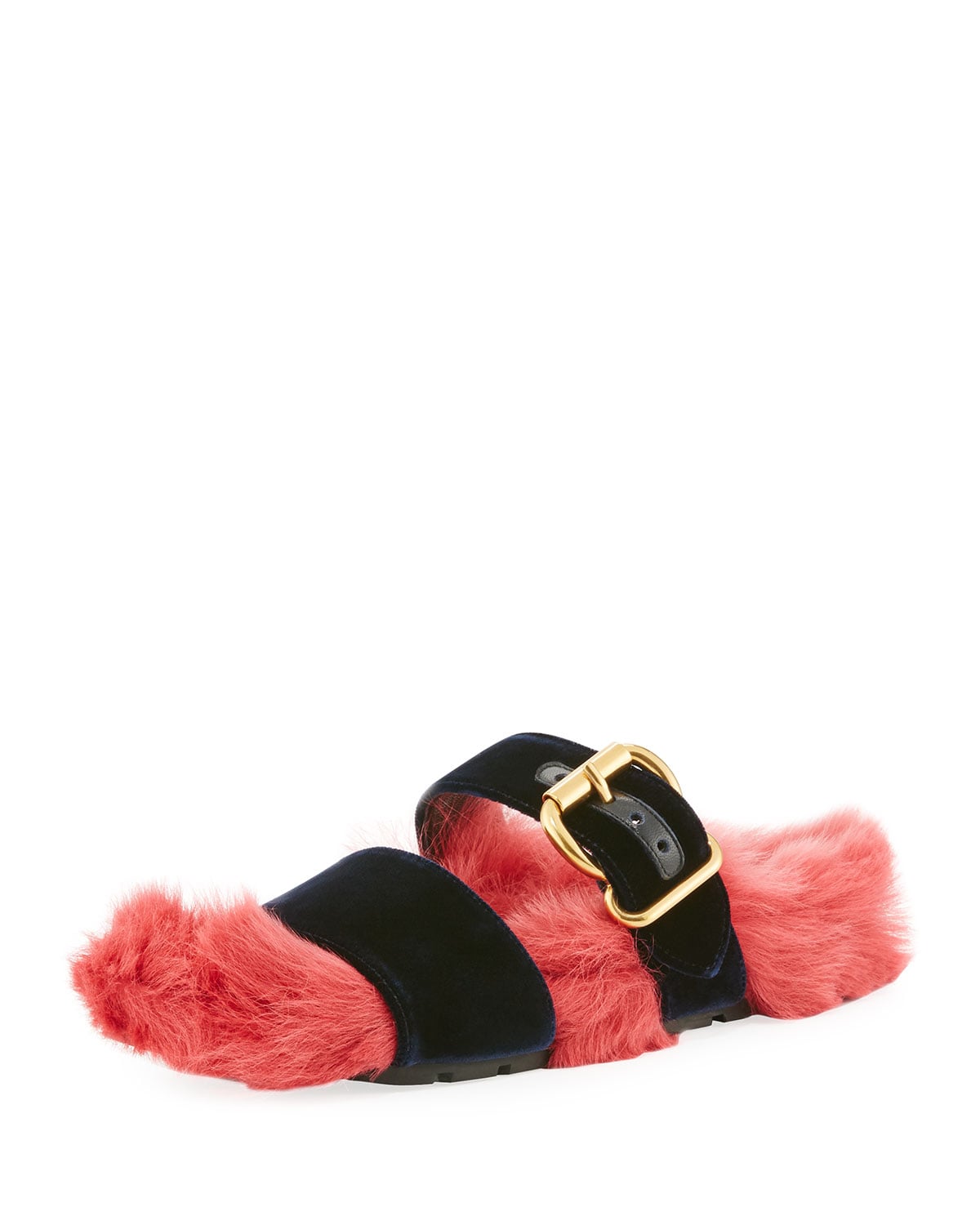 Prada Fur Velvet Slide Sandal | Emily Ratajkowski's Airport Shoes Make  Going Through Security Completely Painless | POPSUGAR Fashion Photo 13