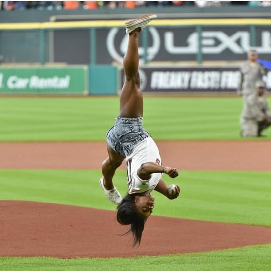 Simone Biles Throws Pitch at Houston Astros Baseball Game