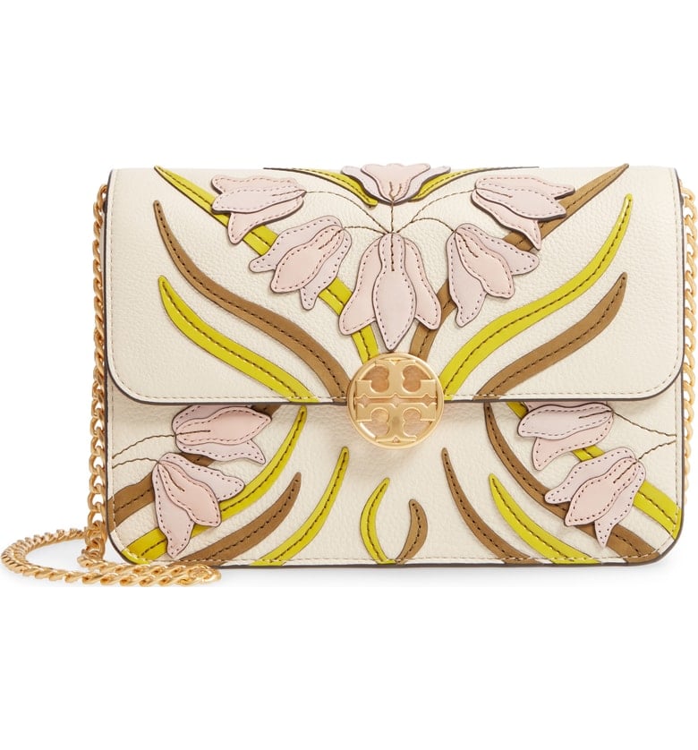 Tory Burch Chelsea Floral Appliqué Leather Shoulder Bag