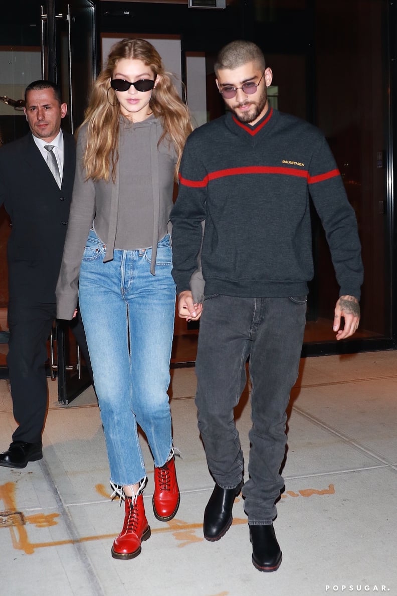 Later She Changed Into Red Boots to Match Zayn's Balenciaga Sweater