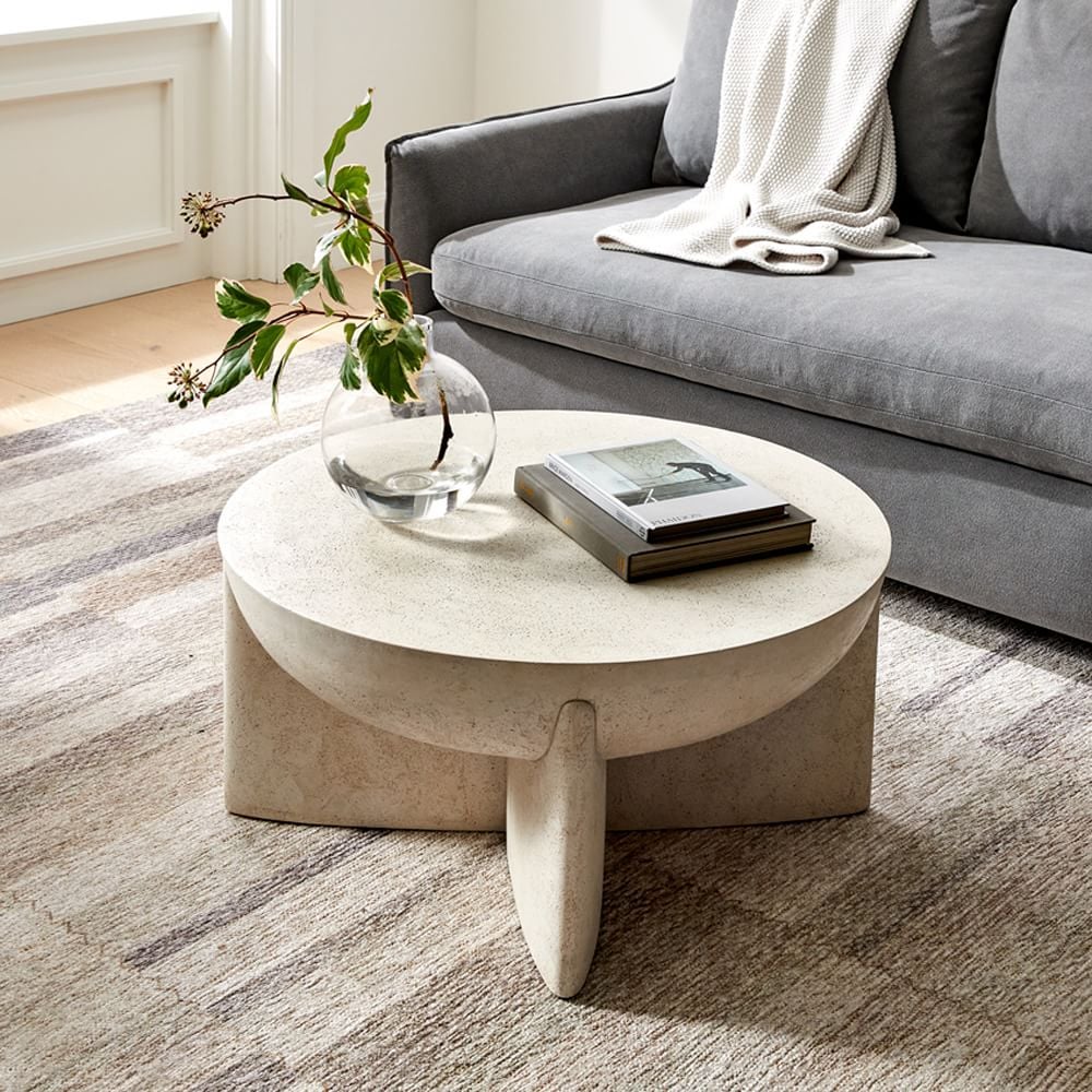 A Statement Coffee Table: West Elm Monti Lava Stone Coffee Table