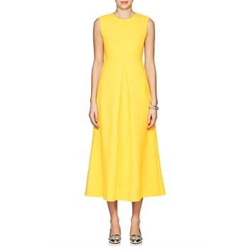 Brandon Maxwell Crepe Midi Dress in Yellow