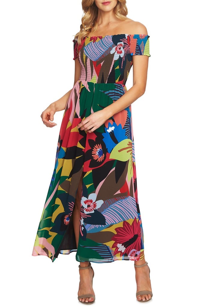 CeCe Jungle Splendor Off the Shoulder Dress