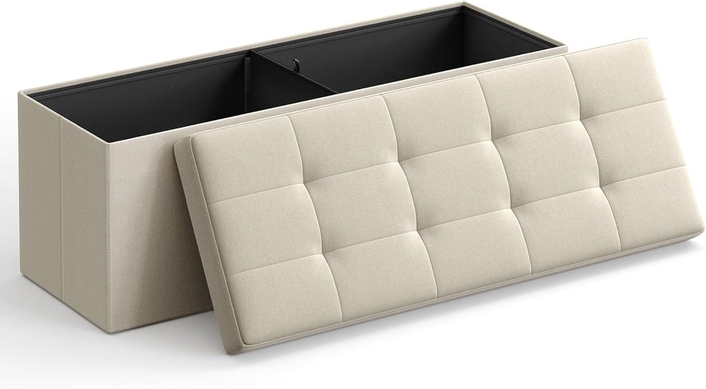 SONGMICS 43 Inches Folding Storage Ottoman Bench