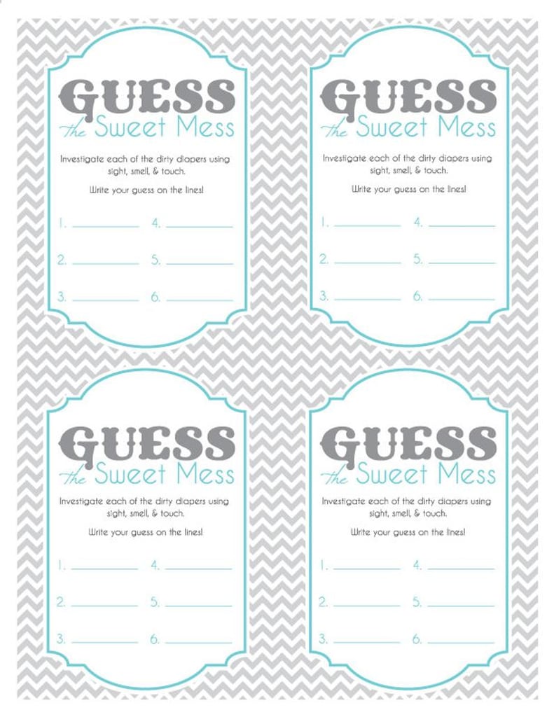 Guess the Sweet Mess Printable Candy Bar Game | Printable Baby Shower ...