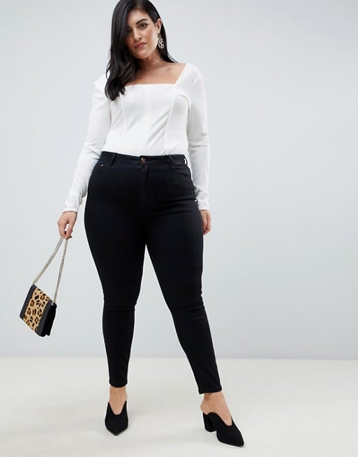 Asos Design Curve Ridley High Waist Skinny Jeans in Clean Black