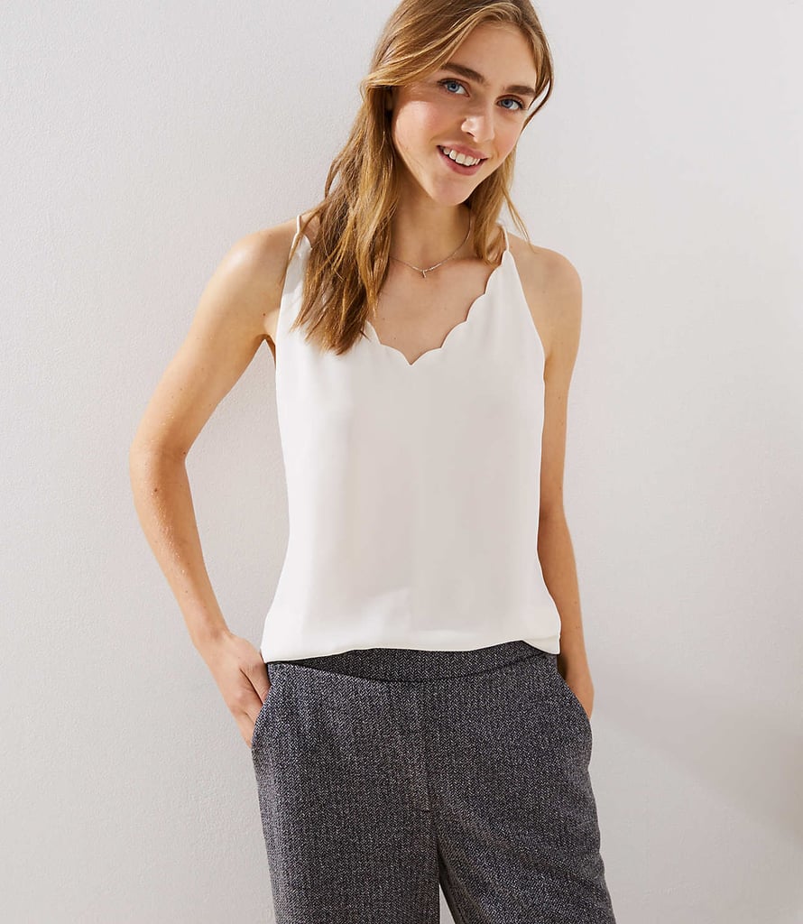 Loft Scalloped Strappy Cami | These Affordable Tops Will Make You the Star  of Your Holiday Party | POPSUGAR Fashion Photo 11