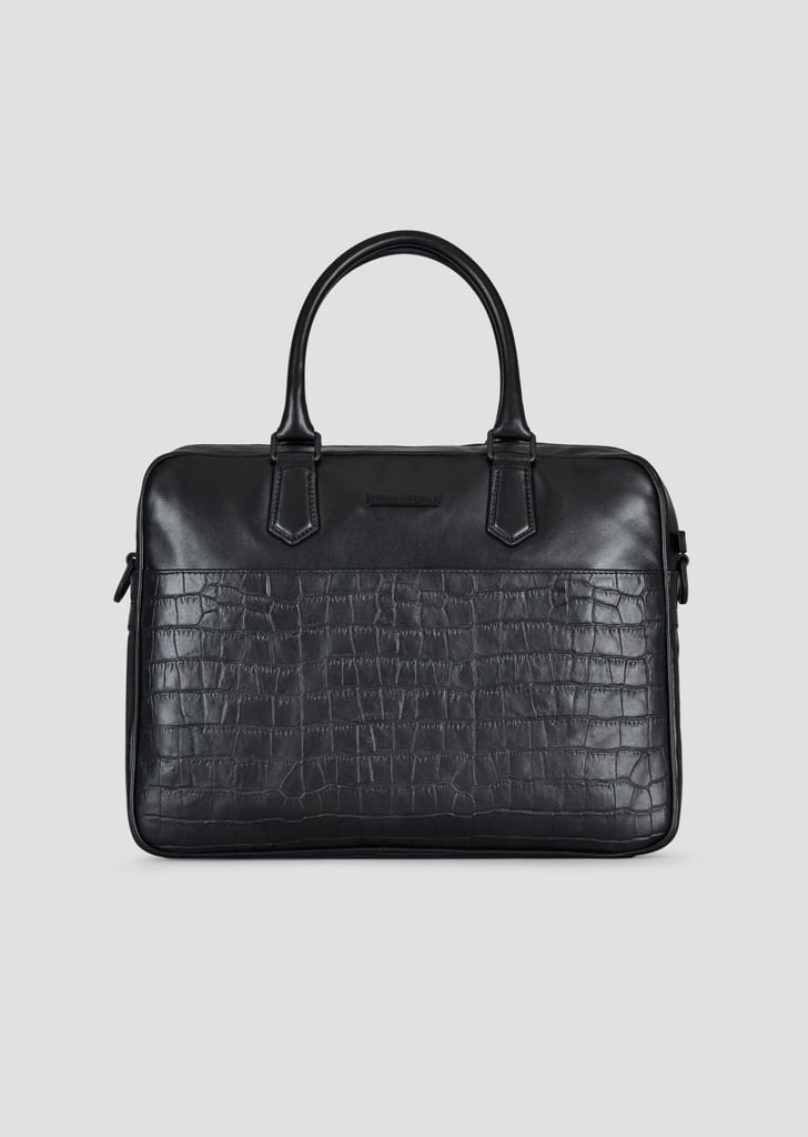 Emporio Armani ‎Smooth and Croc Print Leather Briefcase ‎For ‎Men‎