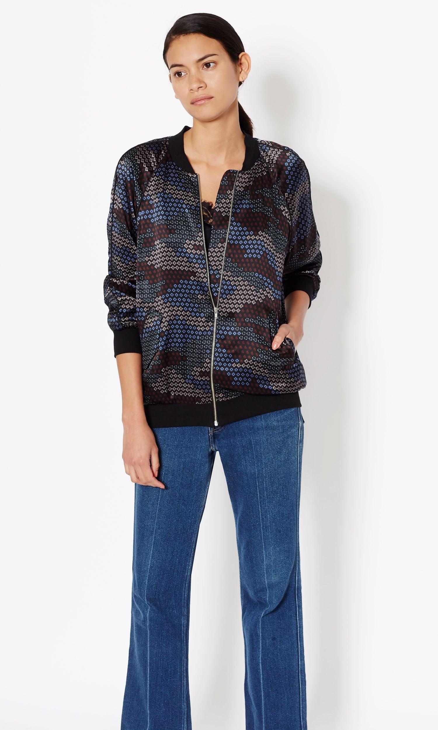 Equipment silk hotsell bomber jacket