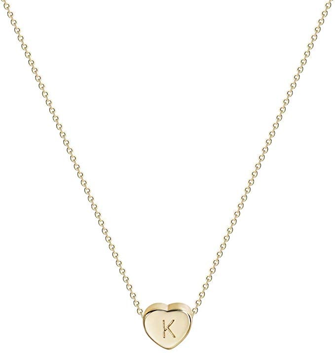 Tiny Gold Initial Heart Necklace