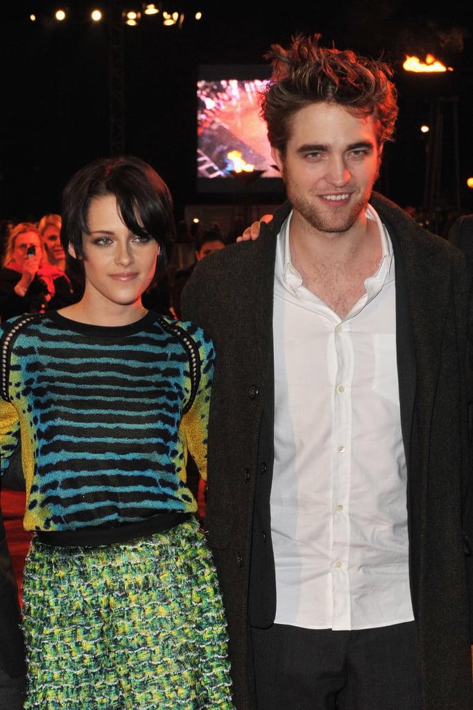 Kristen Stewart leaned on Robert Pattinson in her Proenza Schouler outfit at a New Moon UK fan event in November 2009.
Kristen Stewart leaned on Robert Pattinson in her Proenza Schouler outfit at a New Moon UK fan event in November 2009.