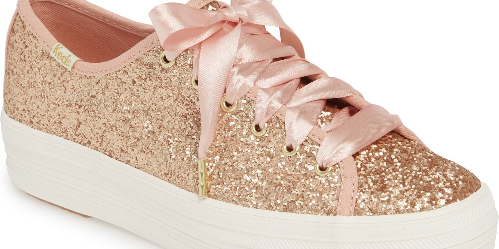 Kate Spade Keds Rose Gold Glitter Sneakers 2019 PS Fashion