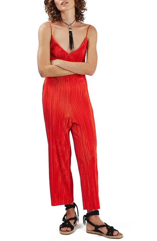 Topshop Strappy Plissé Pleat Crop Jumpsuit ($68)