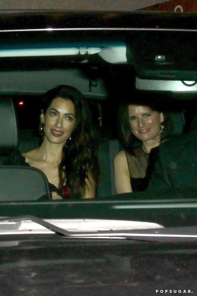 Amal Clooney Red Slip Dress at Jennifer Aniston's Party 2019