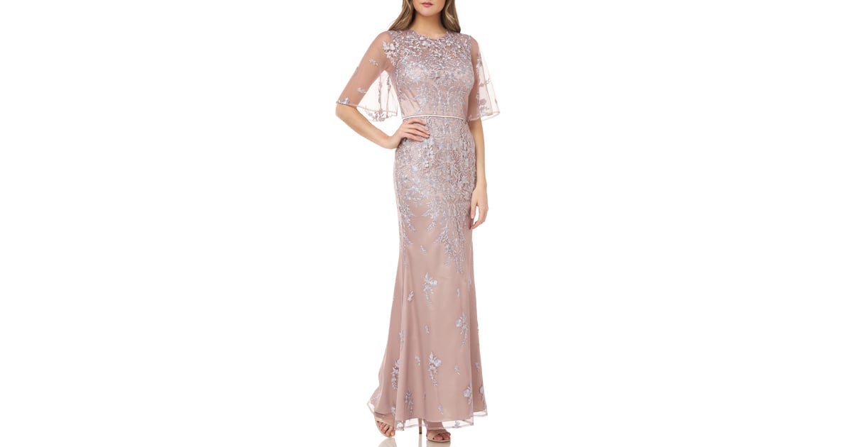 floral embroidered evening gown js collections