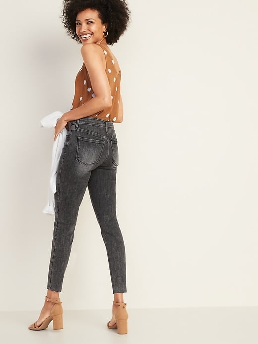 High-Waisted Button-Fly Rockstar Super Skinny Ankle Jeans