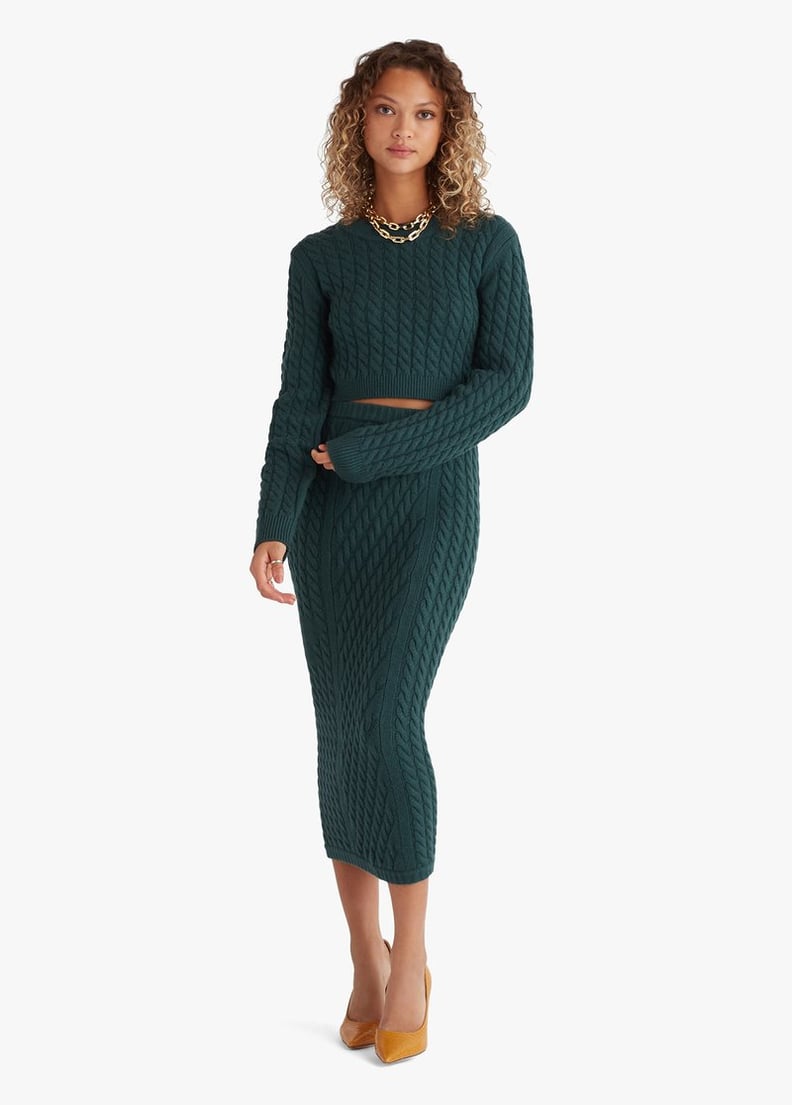 Sara's Favorite Look Favorite Daughter Cable Knit Crop Sweater and Pencil Skirt