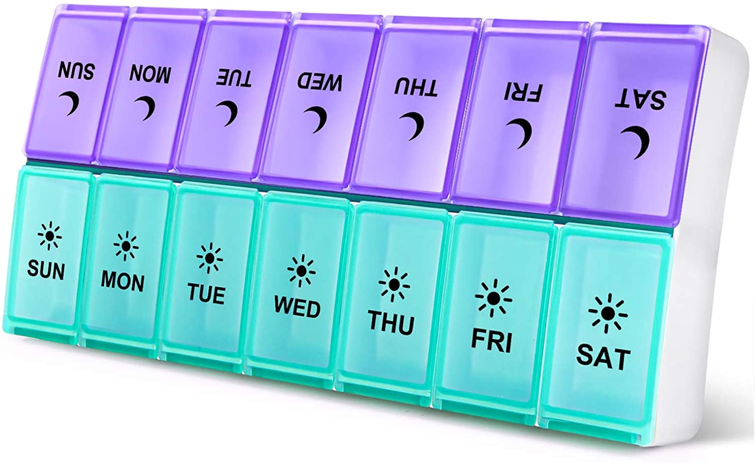Zannaki Weekly Pill Organizer 7 Day 2 Times a Day, Portable Metal