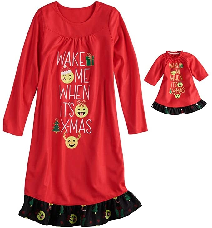 Christmas "Jingle all the Way" Nightgown and Doll Gown Pajama Set (Girls 4-14)