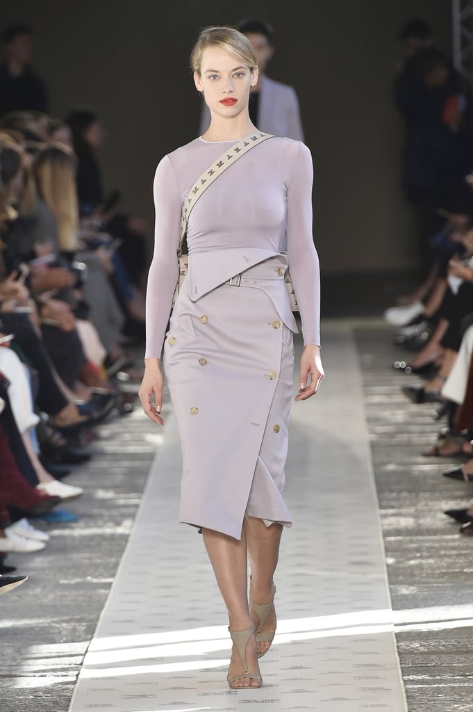 If Melania's in the market for a new military-inspired piece, we think she might try something in an unexpected color, and this artfully designed lavender pencil skirt fits the bill.