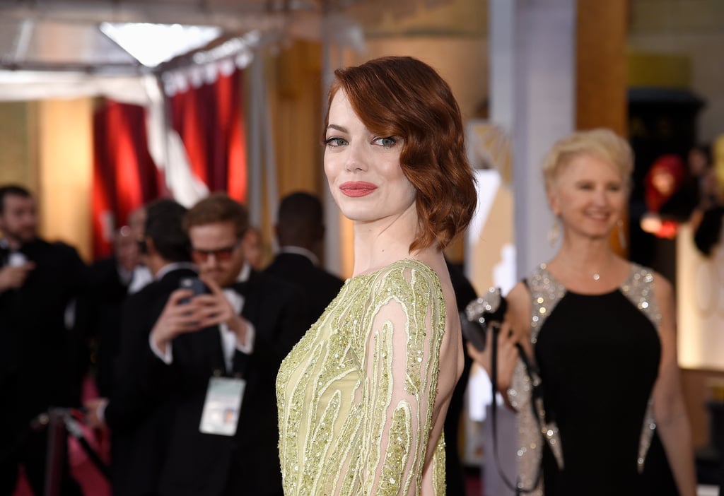 Emma Stones Hair And Makeup At The Oscars 2015 Popsugar Beauty 