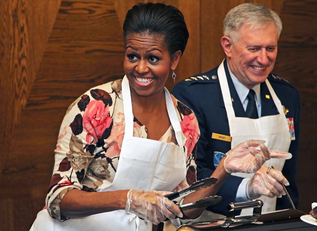 In November 2010, First Lady Michelle Obama joked around while serving meals to US soldiers at a US military airbase in Southwest Germany.