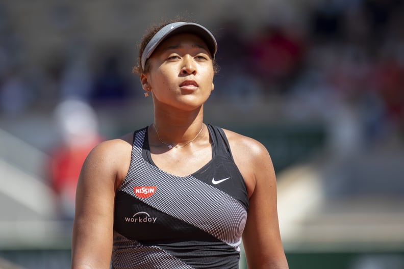 PARIS, FRANCE May 30. Naomi Osaka of Japan during her match against Patricia Maria Tig of Romania in the first round of the Women's Singles competition on Court Philippe-Chatrier at the 2021 French Open Tennis Tournament at Roland Garros on May 30th 2021 