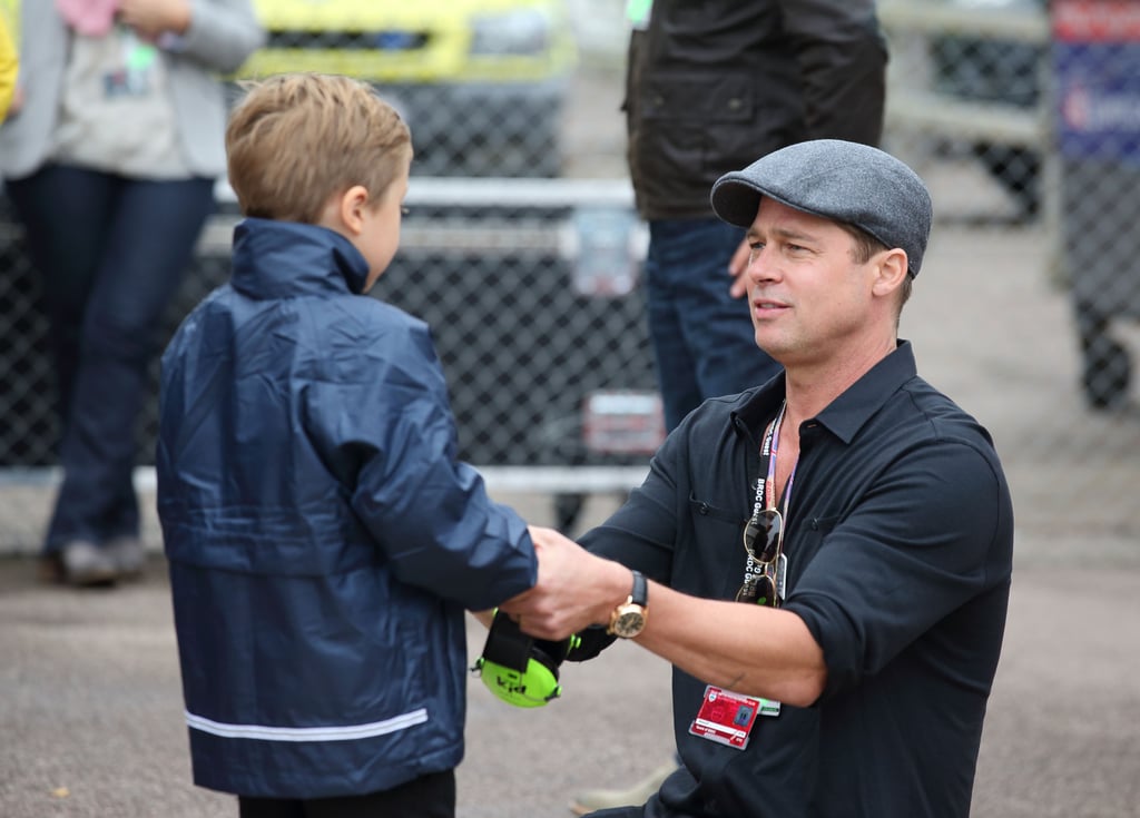 Brad Pitt and Knox at British Grand Prix 2015 Pictures