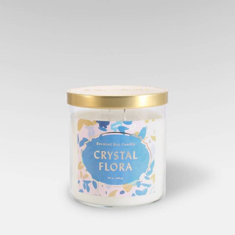 放松的气味:Opalhouse有盖子的玻璃罐蜡烛水晶植物