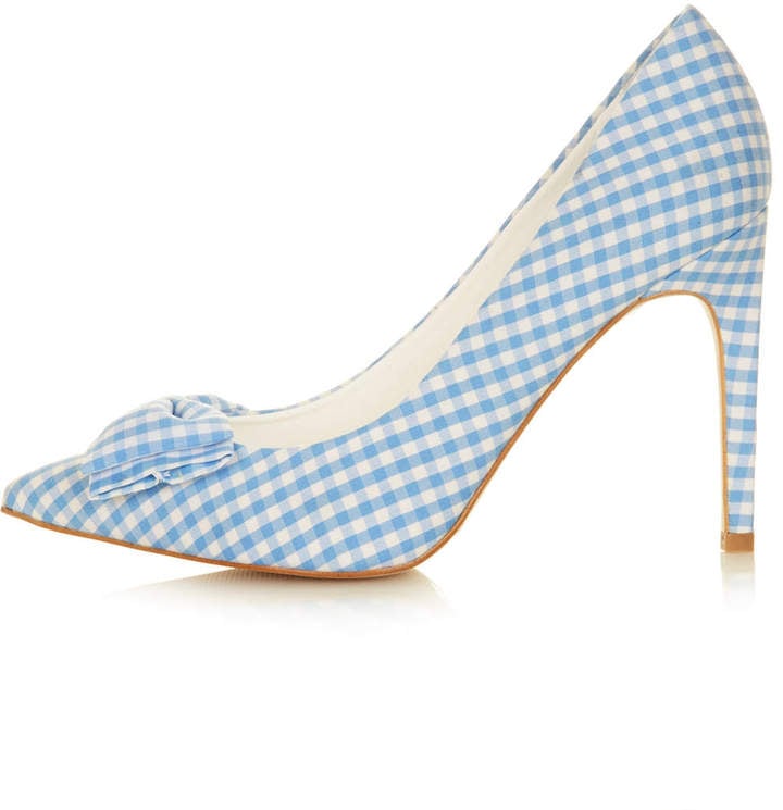 Topshop Gingham-Print Pumps