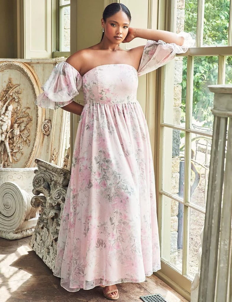 A Floral Gown: Bridal by Eloquii Off The Shoulder Printed Dress