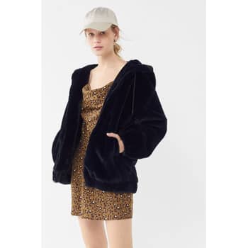 Uo faux fur new arrivals hooded bomber jacket