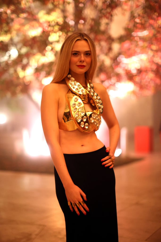 Elle Fanning Wears Balmain Chain-Link Top to InStyle Awards