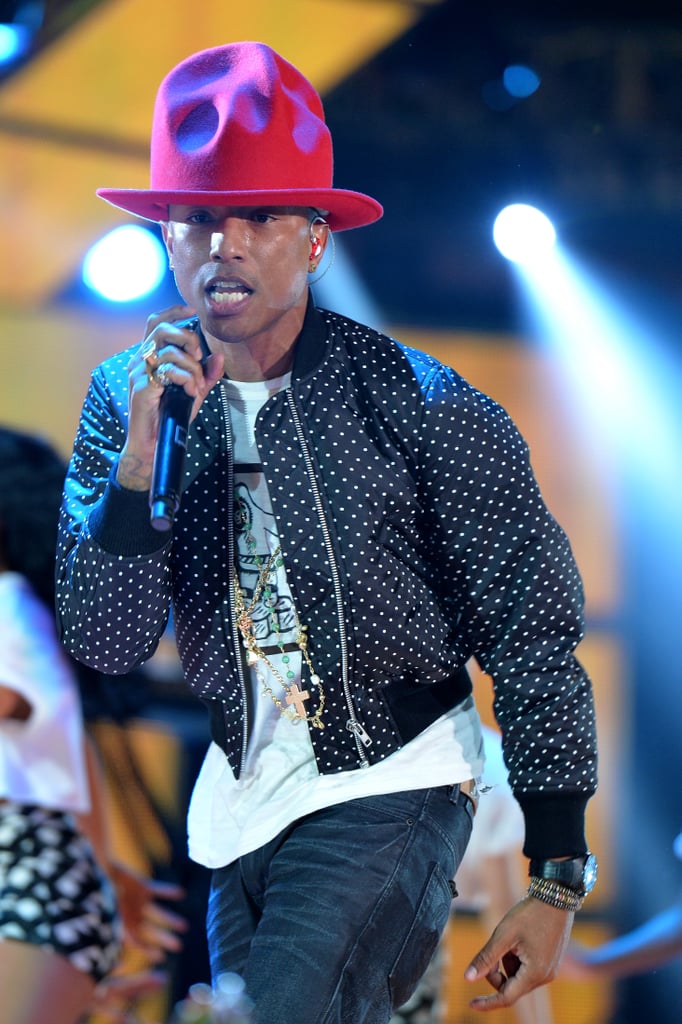 The hat showed off its colorful personality while Pharrell performed at the 63rd NBA All-Star Game in New Orleans.