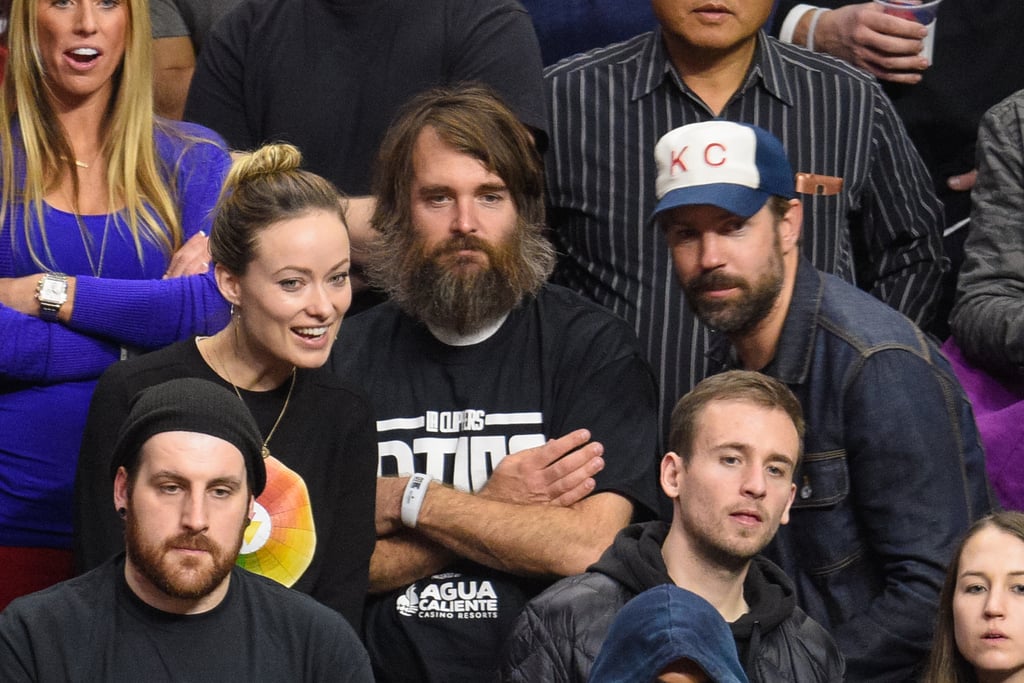 Olivia Wilde, Jason Sudeikis, and Will Forte Clippers Game