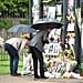 Prince William and Prince Harry Looking at Diana Tributes