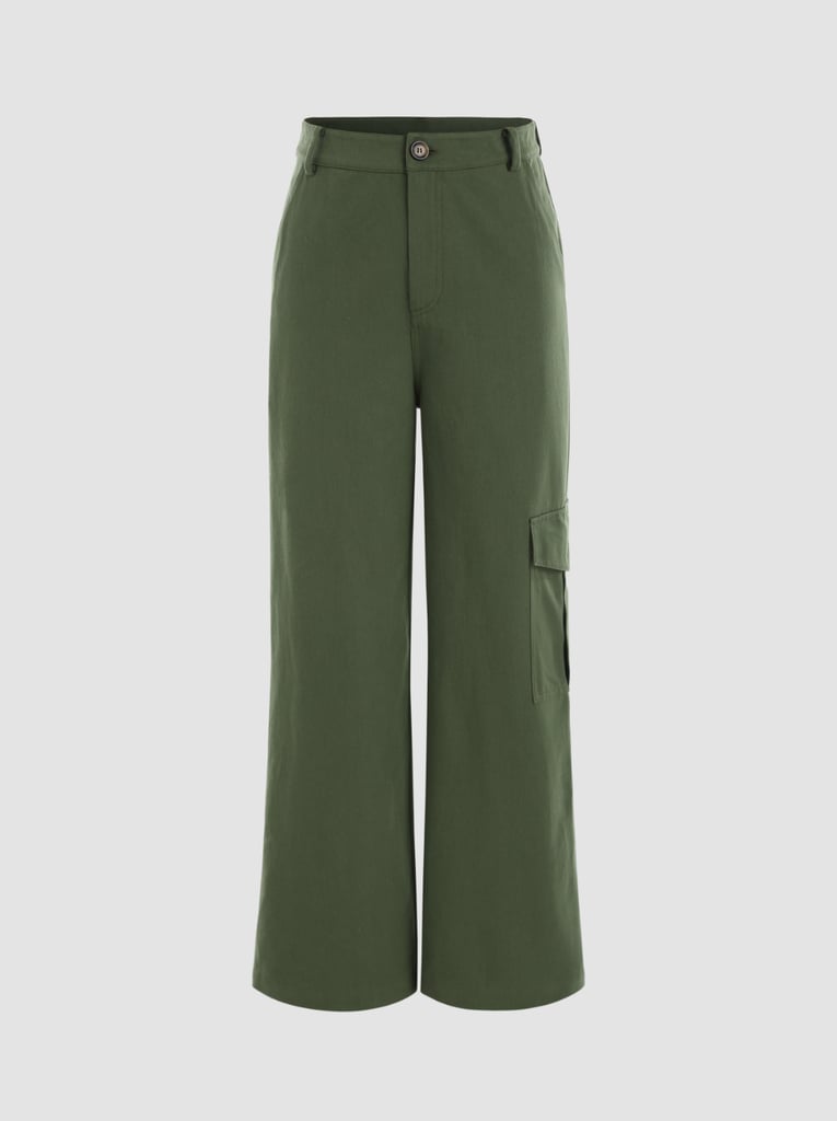 Cider Solid Pocket Wide Leg Cargo Pants