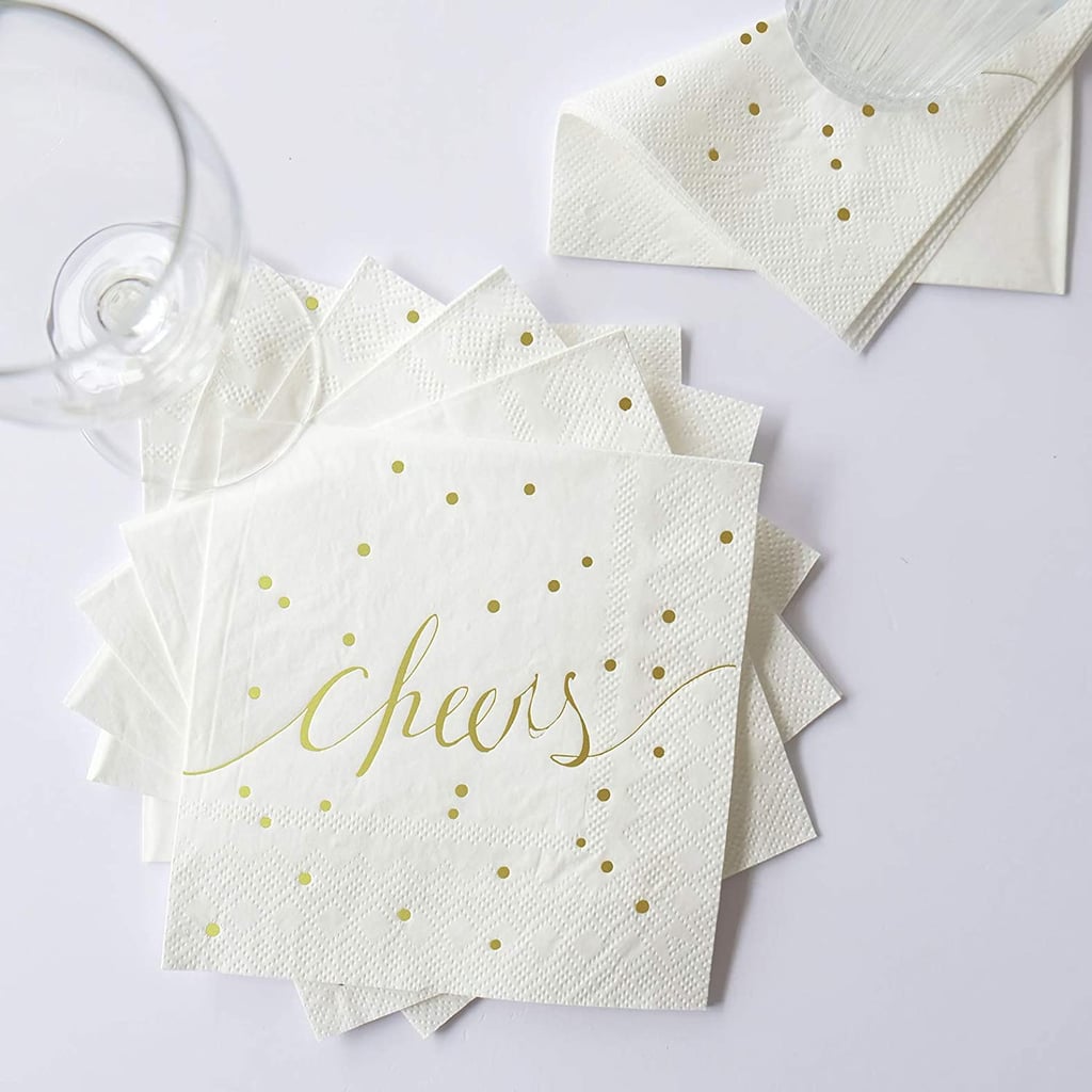 New Year's Eve Napkins: White And Gold Disposable Napkins