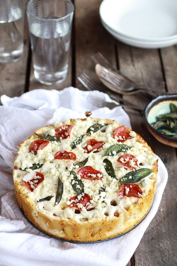 Butternut Squash and Gorgonzola Rigatoni Pie With Fried Sage