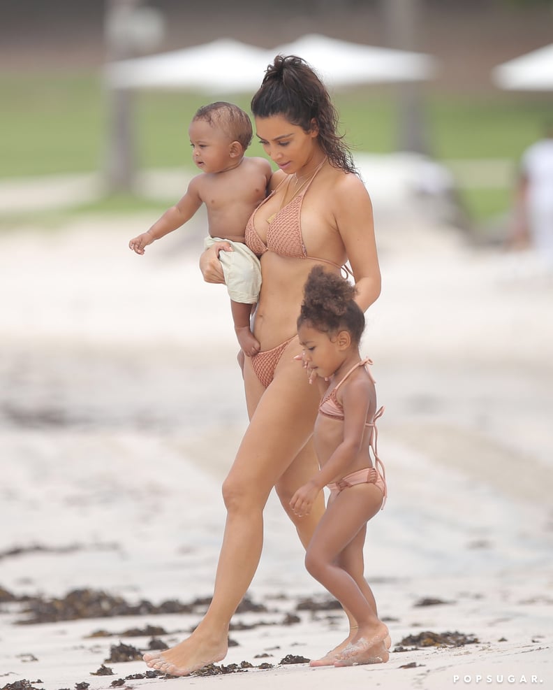 Kim Kardashian With North and Saint West in Mexico 2016