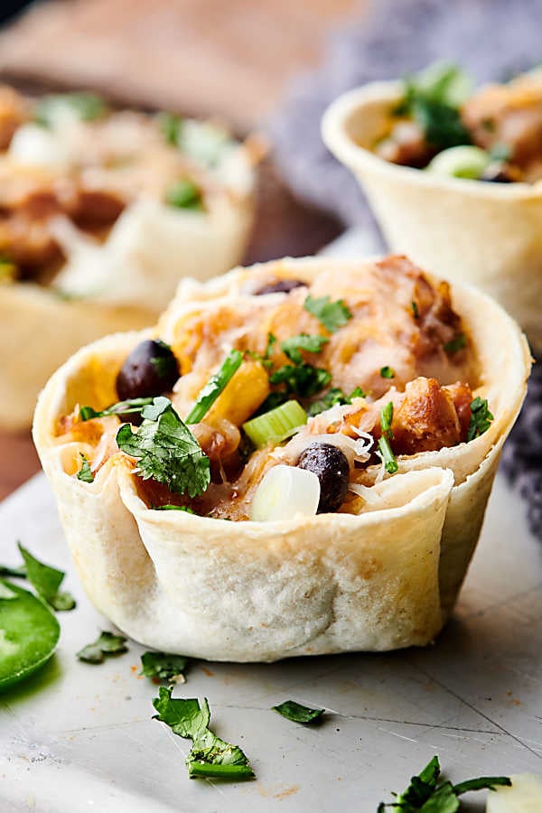 Easy Muffin Tin Carnitas Enchilada Cups